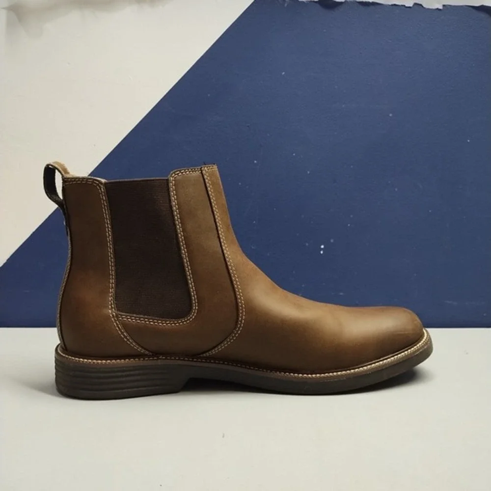 Dockers‎ Langford Chelsea Boots Mens 11M Brown Leather Slip On Comfort 90-36632